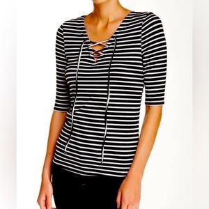 NWT Love, Fire ribbed lace-up top—Size extra small